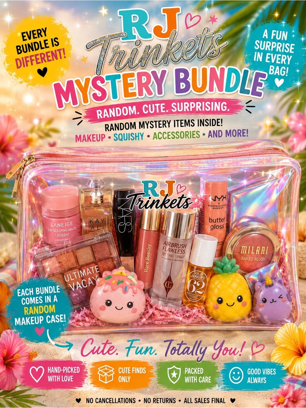 RJ Trinkets Bundle - Colorful Makeup & Accessories